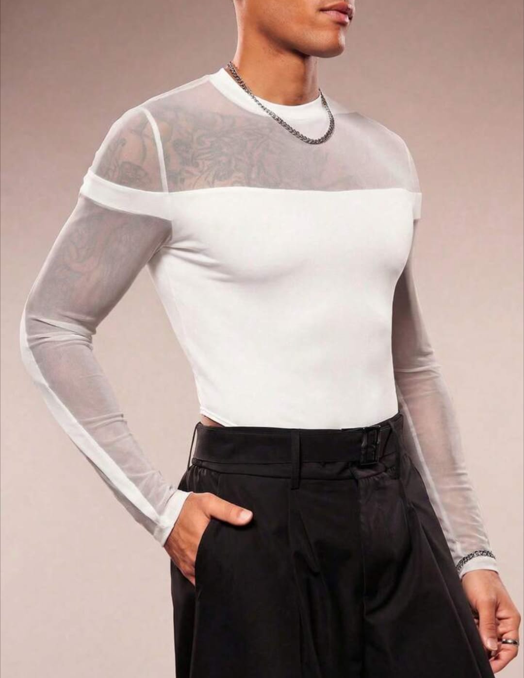 Arctic Sheer Panel Bodysuit